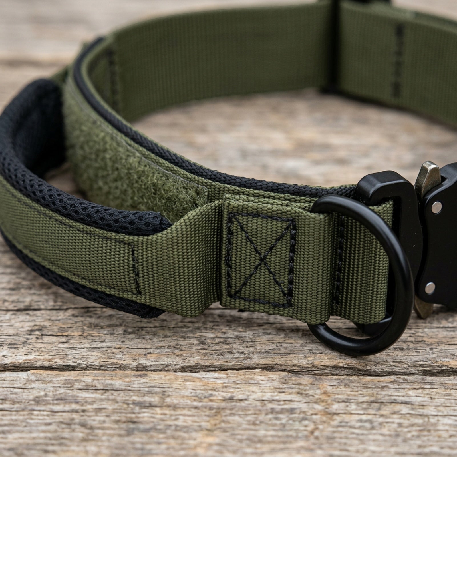 Resd Wide Nylon Control-Handle Pet Collar 45-60 cm Olive Drab - Detail view